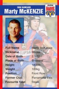 1998 Clipsal Adelaide Rams #NNO Marty McKenzie Front